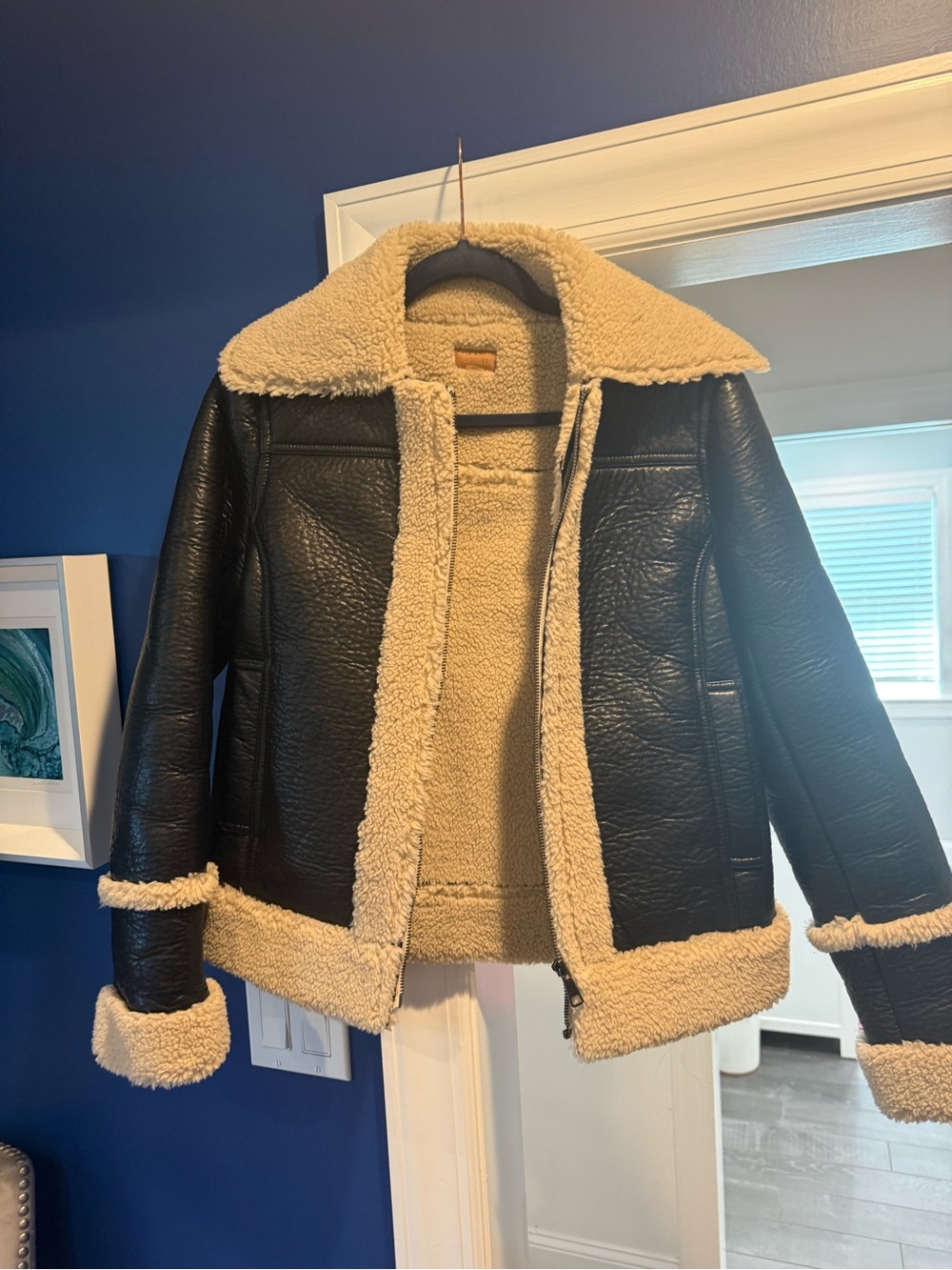 MOTHER Shearling faux leather Aviator bomber Jacket - small